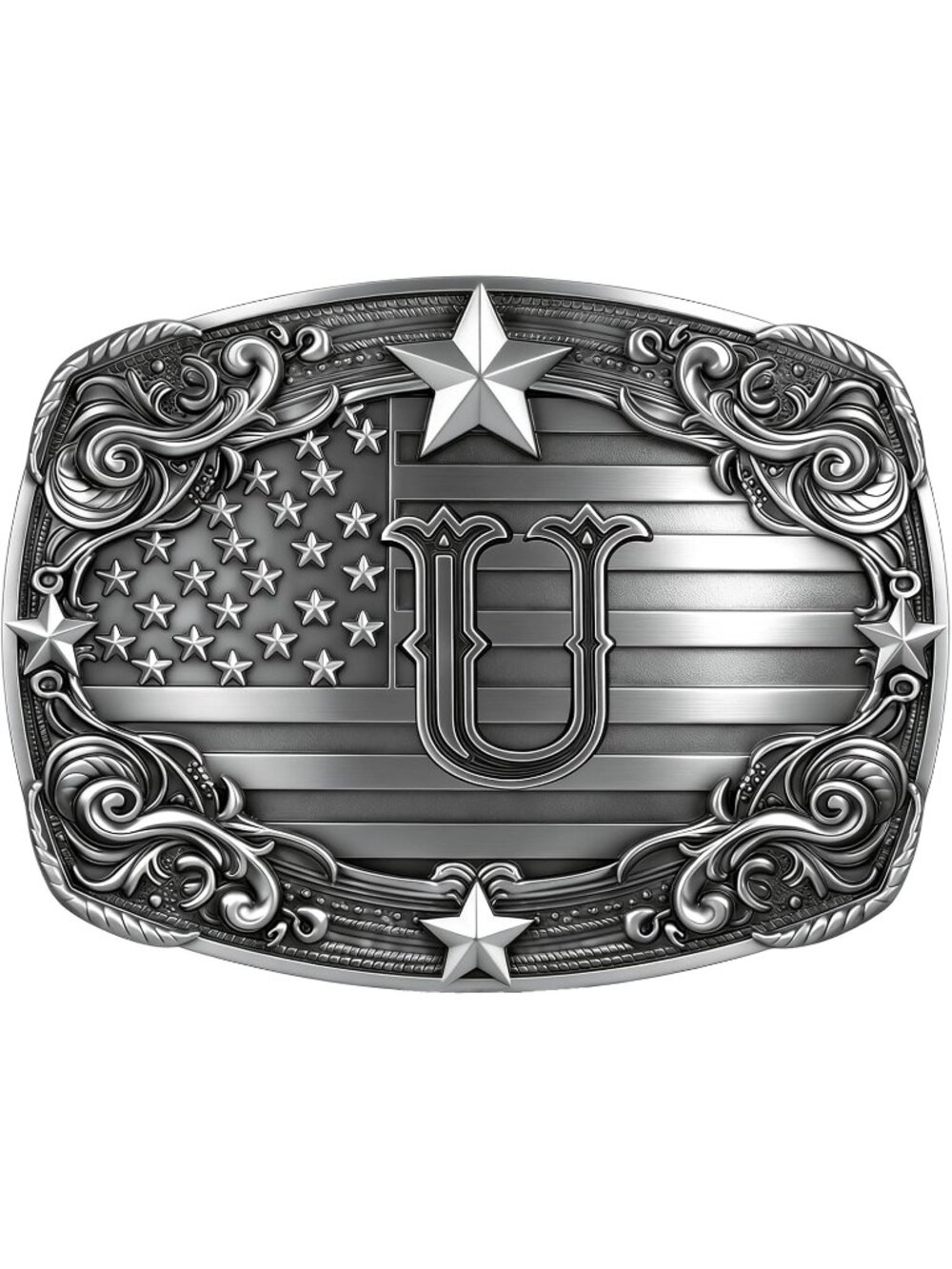 Men U Vintage Western Buckle Initial Letter Cowboy Belt